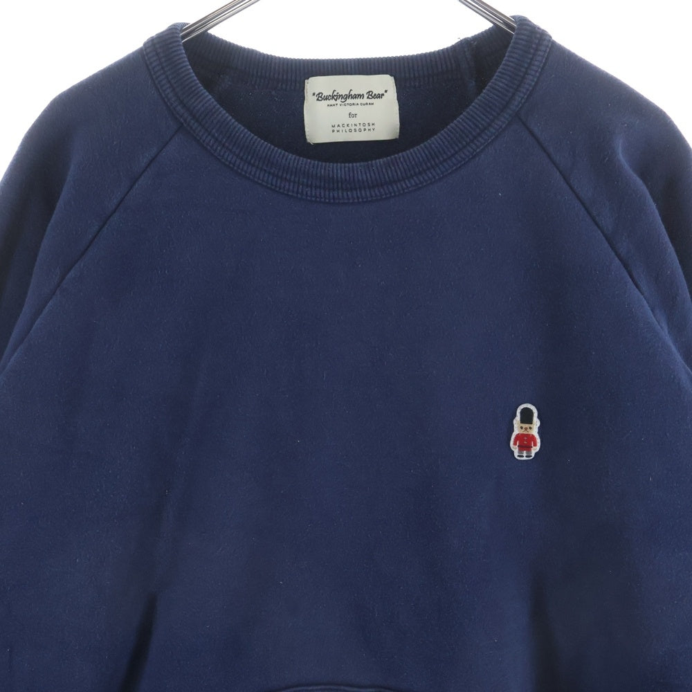 BUCKINGHAM(バッキンガム) ワンポイント刺繍 クルーネック スウェットトレーナー ネイビー