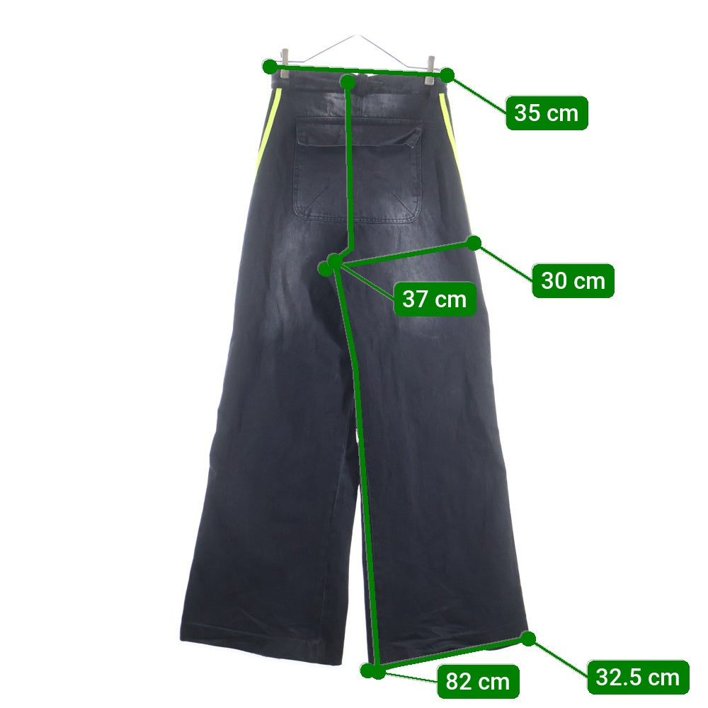 YORI SPORT(ヨリ スポーツ) 5STRIPE DENIM ダメージ加工 サイドストライプ デニム ブラック レディース