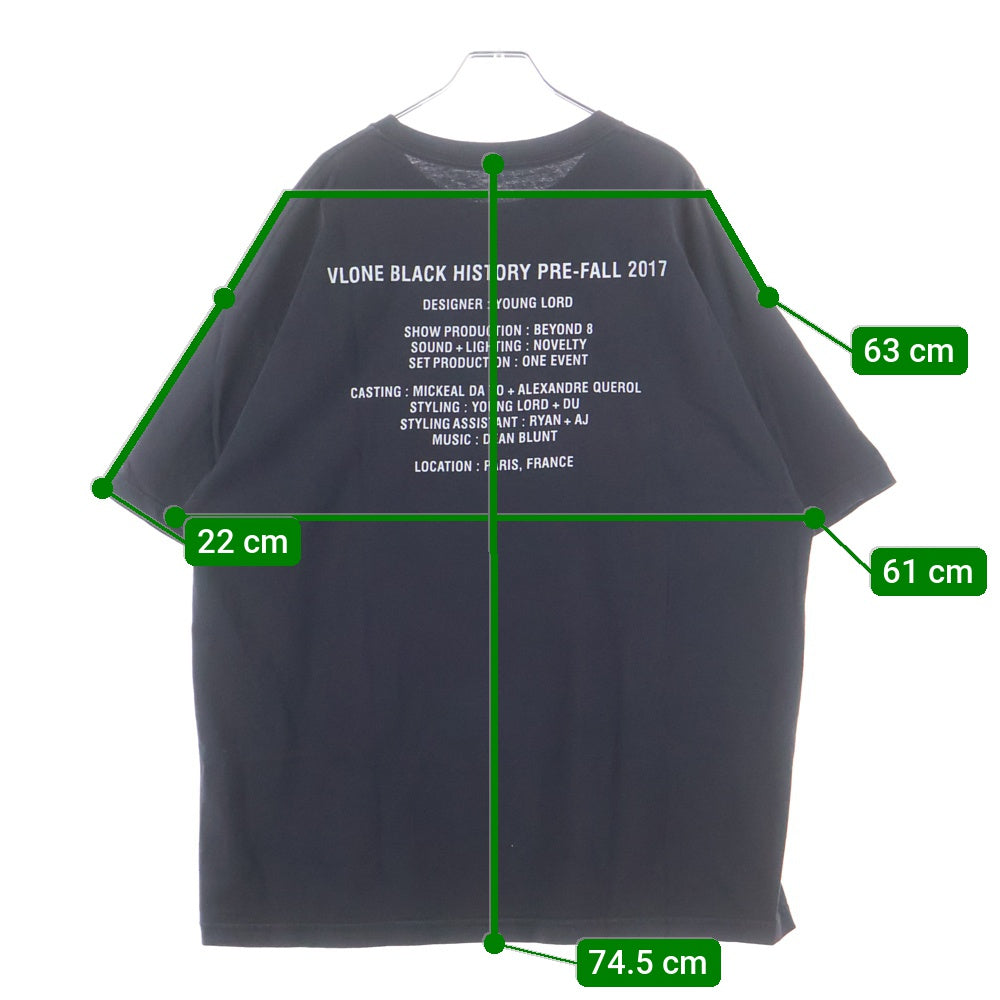 VLONE(ヴィーロン) BLACK HISTORY TEE ブラックヒストリー 両面プリント 半袖Tシャツ カットソー ブラック