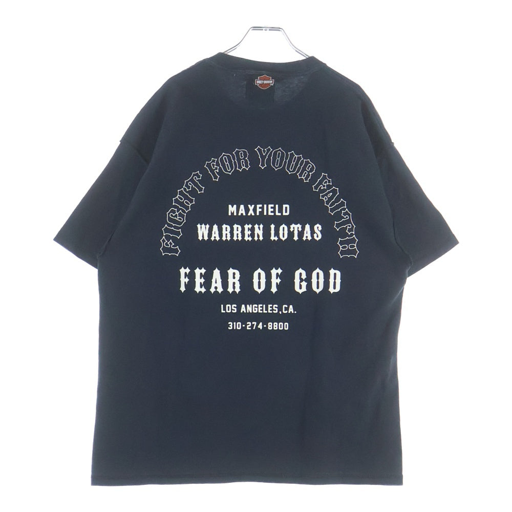 FEAR OF GOD(フィアオブゴッド) ×Warren Lotas×Maxfield HAELEY DAVIDSON リバーシブル 両面プリント 半袖Tシャツ カットソー ブラック