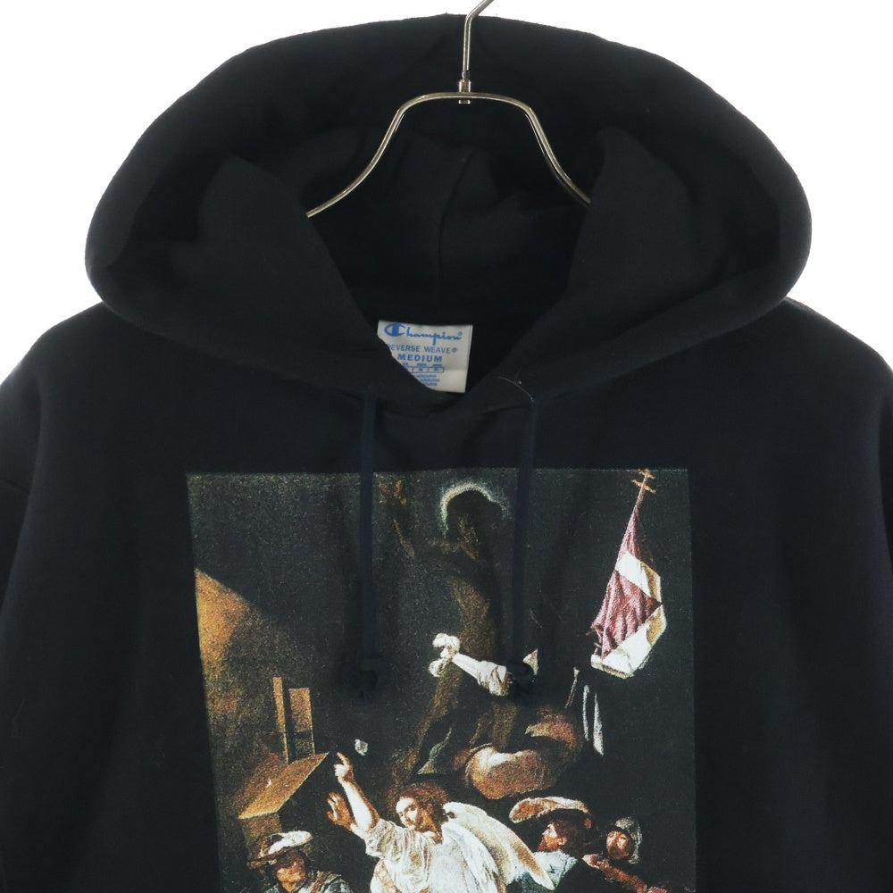 PYREX VISION(パイレックスヴィジョン) ×CHAMPION TEARS PULLOVER PRINT HOODIE チャンピオン ティアーズ 両面プリント プルオーバーパーカー フーディー ブラック