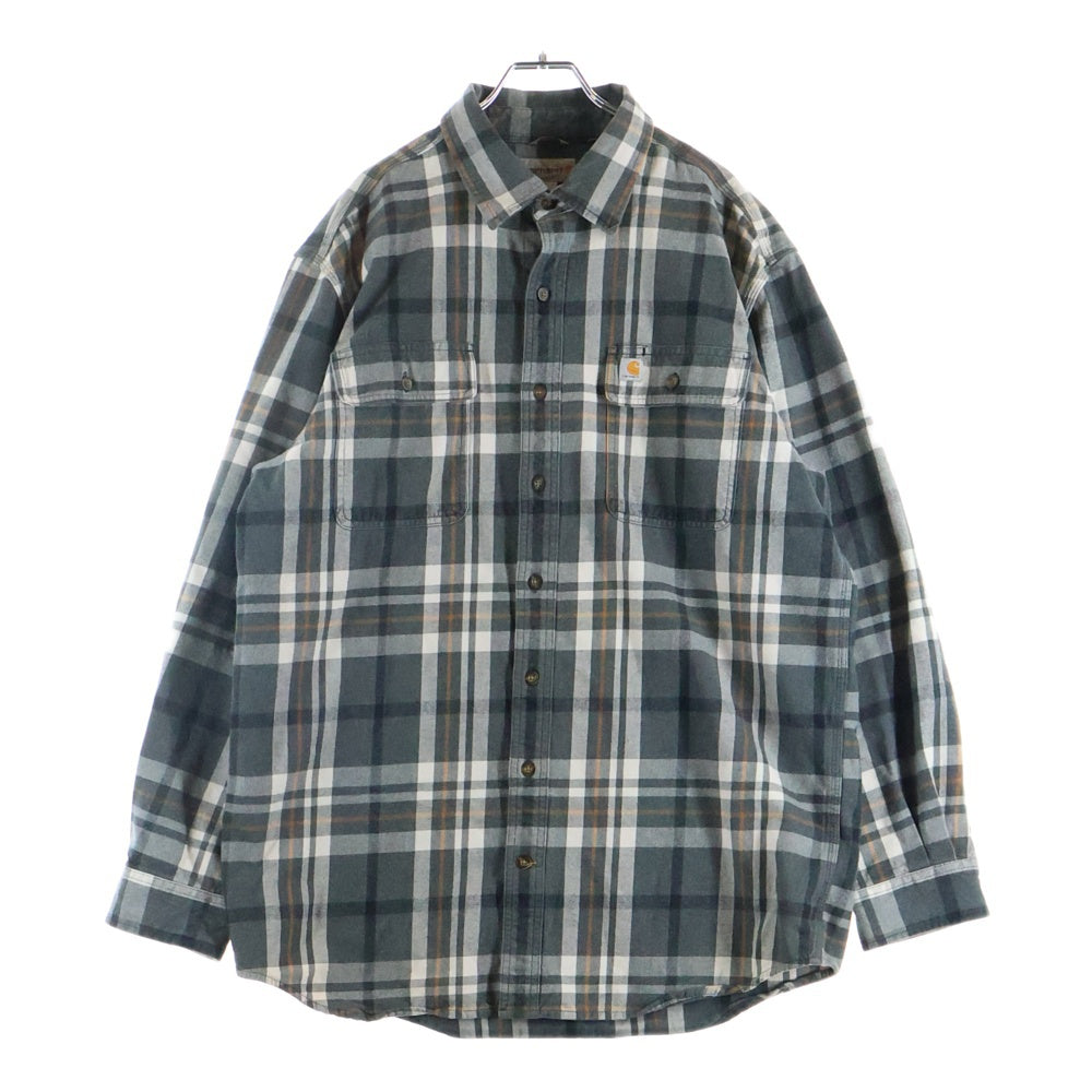 CARHARTT(カーハート) 16AW RUGGED FLEX RELAXED FIT FRANNEL LONG SLEEVE SNAP PLAID SHIRT フロントロゴ チェック プレイド コットン 長袖シャツ グレー 102216 026