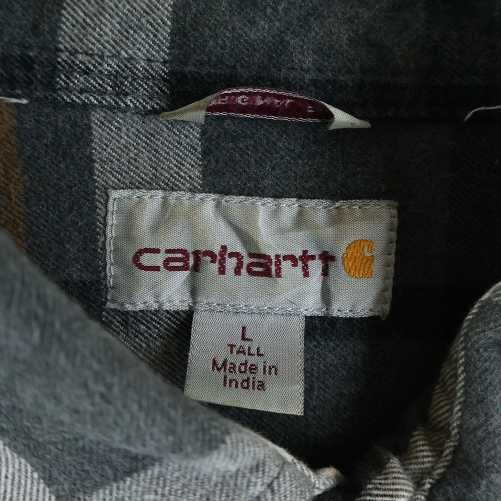 CARHARTT(カーハート) 16AW RUGGED FLEX RELAXED FIT FRANNEL LONG SLEEVE SNAP PLAID SHIRT フロントロゴ チェック プレイド コットン 長袖シャツ グレー 102216 026
