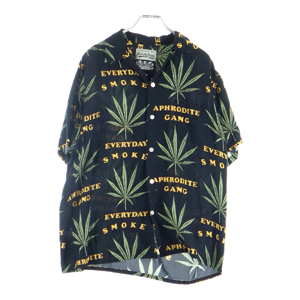 WACKO MARIA(ワコマリア) × BUDSPOOL APHRODITE GANG EVERYDAY SMOKING HAWAIIAN SHIRT バッツプール 舐達麻 オープンカラー ハワイアン アロハ半袖シャツ ブラック