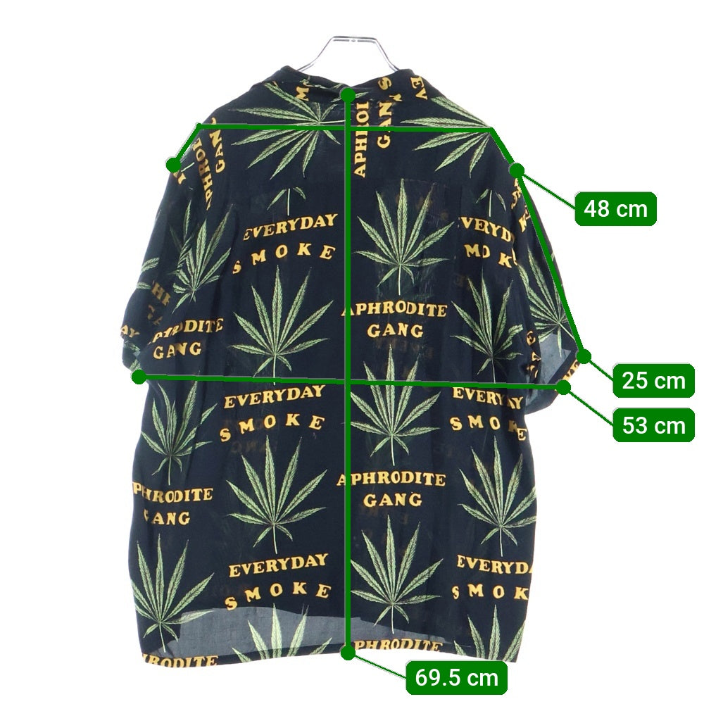 WACKO MARIA(ワコマリア) × BUDSPOOL APHRODITE GANG EVERYDAY SMOKING HAWAIIAN SHIRT バッツプール 舐達麻 オープンカラー ハワイアン アロハ半袖シャツ ブラック