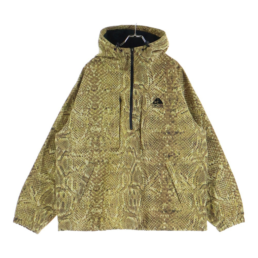 SUPREME(シュプリーム) 22AW × NIKE ACG Denim Pullover Gold Snakeskin ナイキエーシージー ロゴ刺繍 ゴールドスネーク総柄 プルオーバーパーカーフーディー ハーフジップ ジャケット
