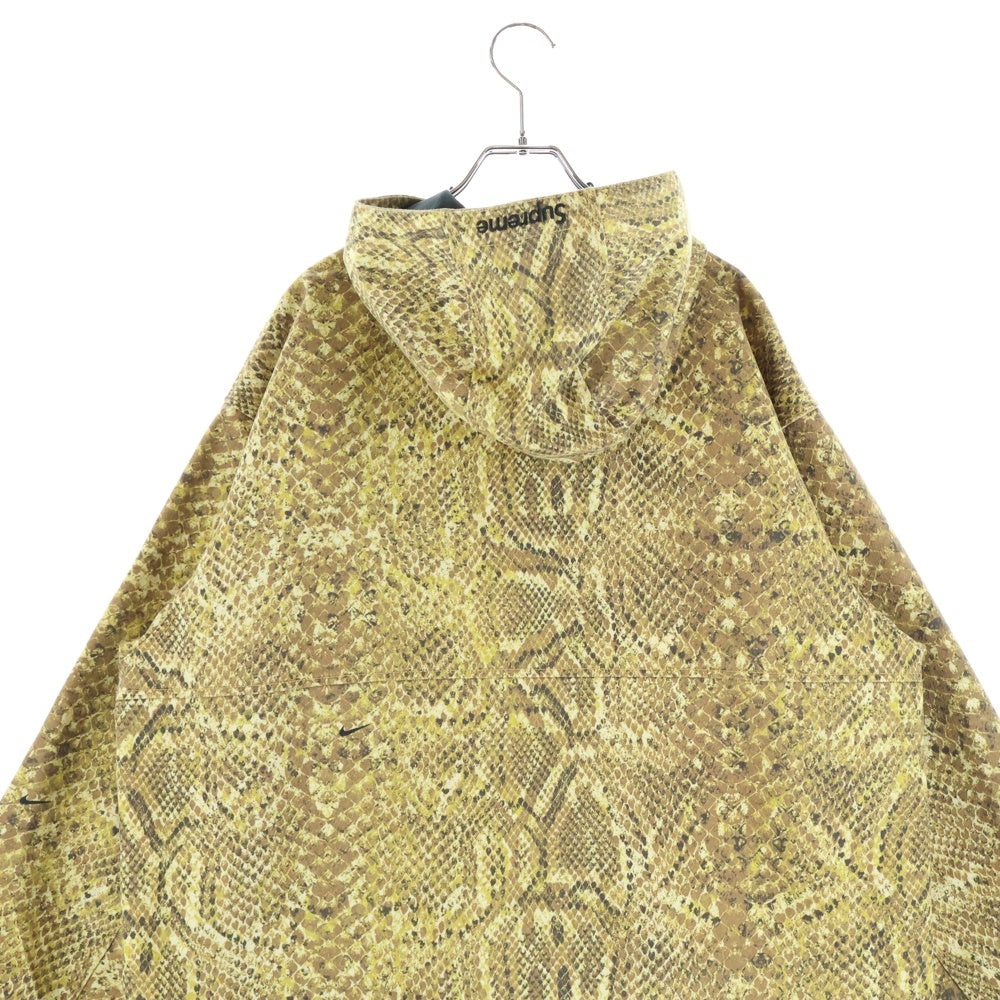 SUPREME(シュプリーム) 22AW × NIKE ACG Denim Pullover Gold Snakeskin ナイキエーシージー ロゴ刺繍 ゴールドスネーク総柄 プルオーバーパーカーフーディー ハーフジップ ジャケット