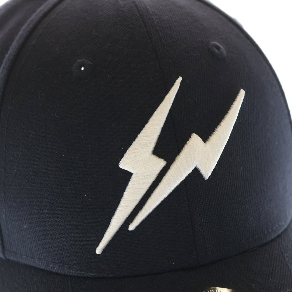 NEW ERA(ニューエラ) × FRAGMENT DESIGN 9FORTY フラグメントデザイン サンダーボルト ロゴ刺繍 6パネルキャップ 帽子 ネイビー