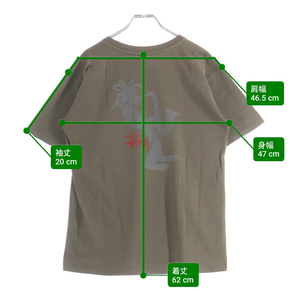 STUSSY(ステューシー) 90s OLD STUSSY オールドステューシー ジャズマン シャドーマン ロゴプリント クルーネック 半袖Tシャツカットソー ブラウン