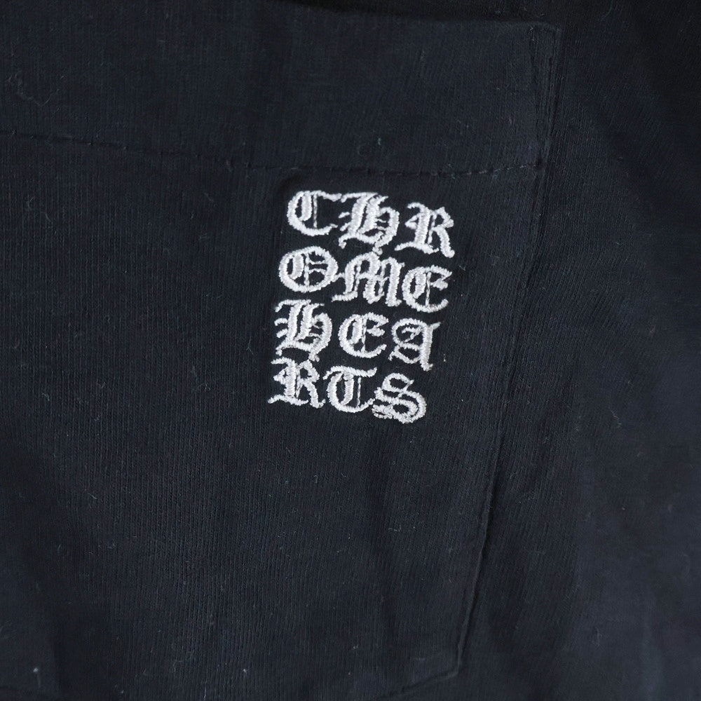 CHROME HEARTS(クロムハーツ) YNOT L/S TEE フロントロゴ刺繍 袖CHクロス刺繍 クルーネック 長袖Tシャツ ブラック