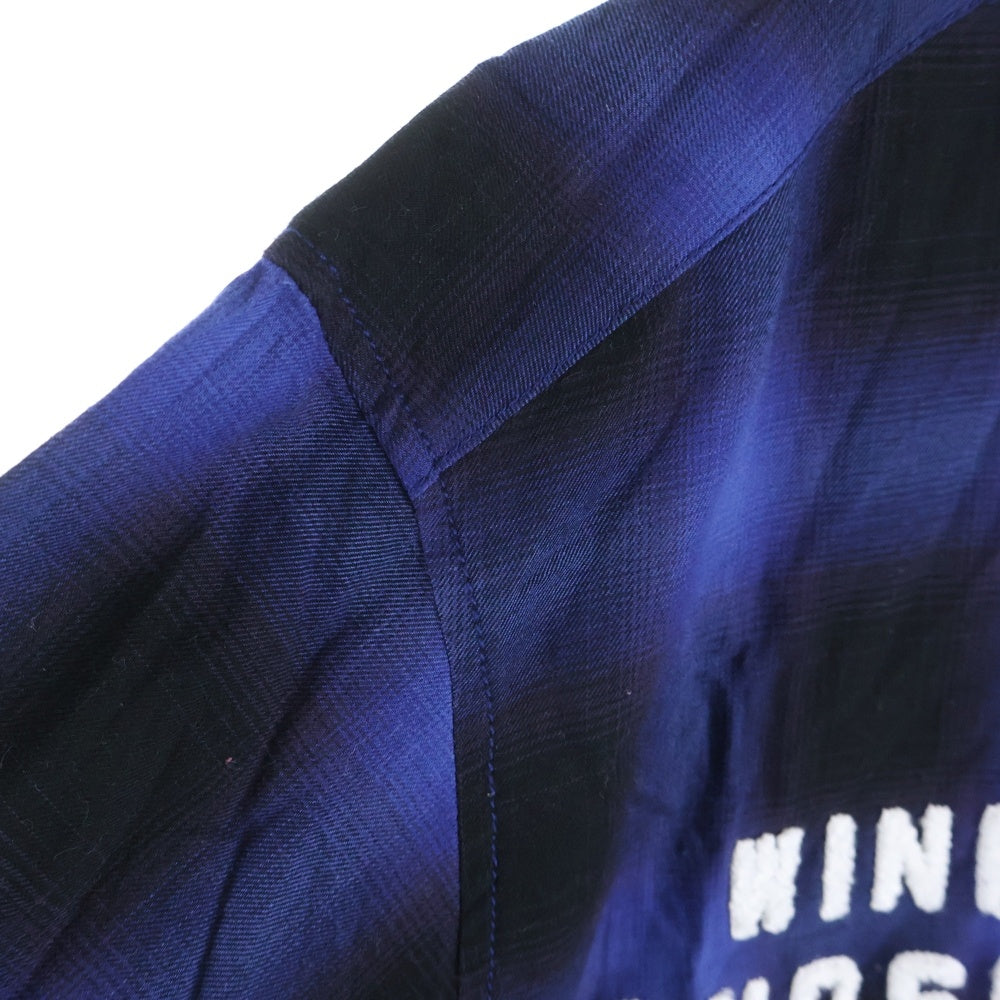 WIND AND SEA(ウィンダンシー) PLAID SHIRT BEYOUTH限定 オンブレ チェック プレイド長袖シャツ ブルー WDS-BYT-RS-05