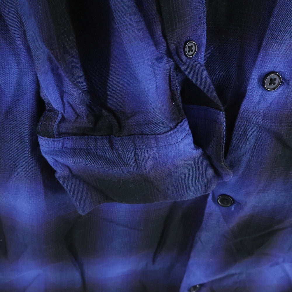 WIND AND SEA(ウィンダンシー) PLAID SHIRT BEYOUTH限定 オンブレ チェック プレイド長袖シャツ ブルー WDS-BYT-RS-05