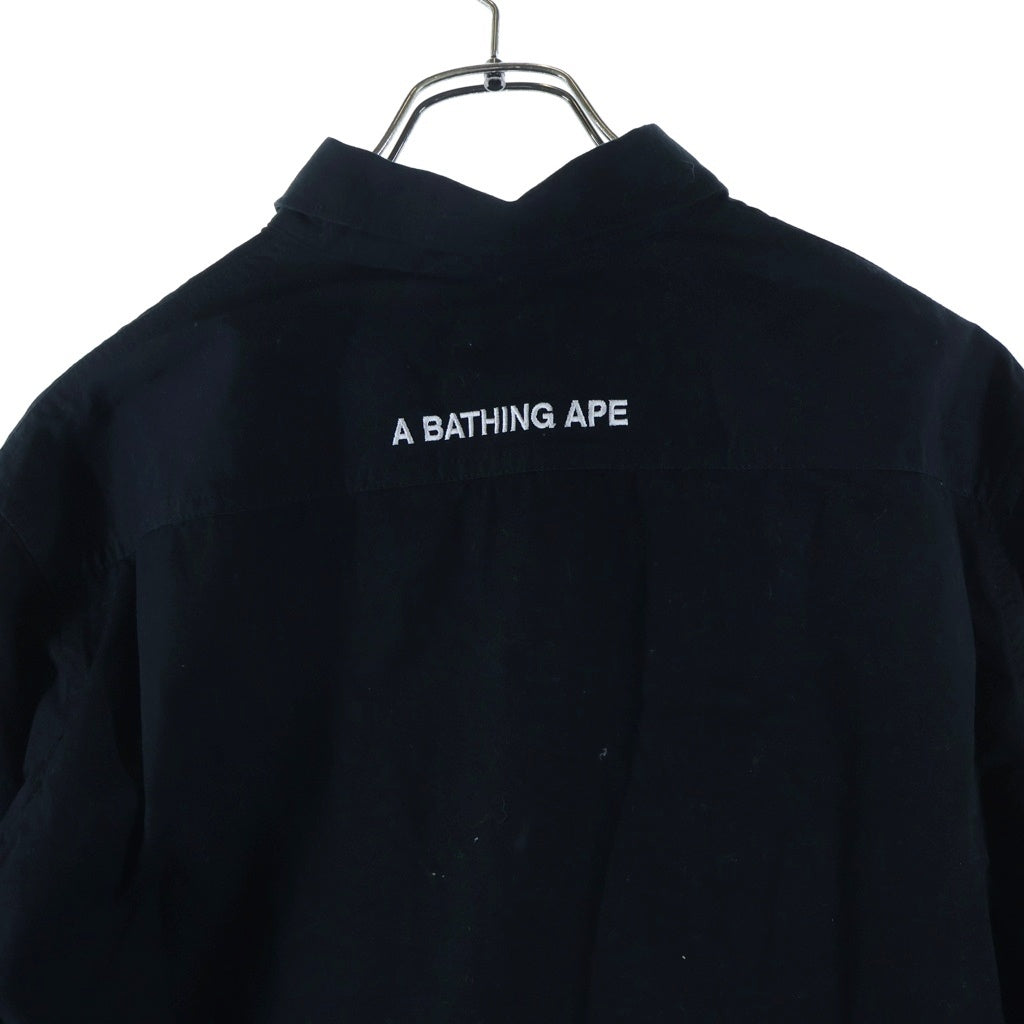 A BATHING APE(アベイシングエイプ) Relaxed Security Shirt セキュリティシステム ロゴワッペン ワーク長袖シャツ ブラック 001SHH301004X