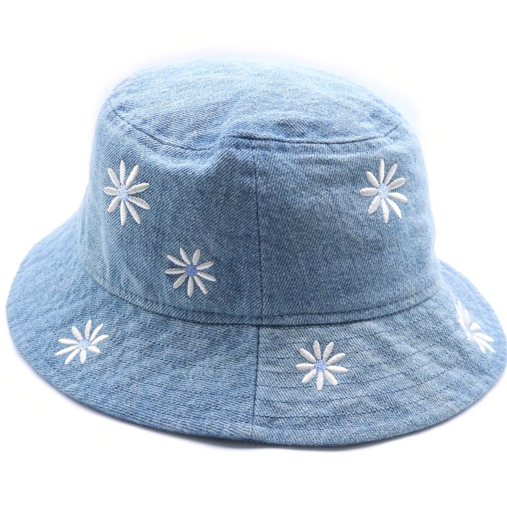 NEW ERA(ニューエラ) Flower Embroidery フラワー エンブロイダリー デニム バケットハット ライトブルー