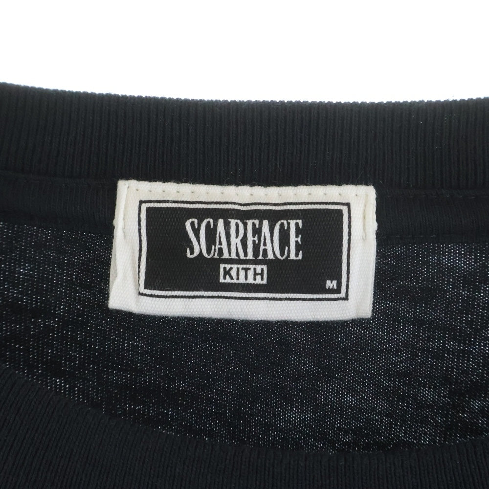 KITH(キス) 25SS × Scarface Statue L/S Pocket Tee スカーフェイス スタチュー 両面プリント クルーネック ロングスリーブ 長袖Tシャツ カットソー ブラック KHM034183