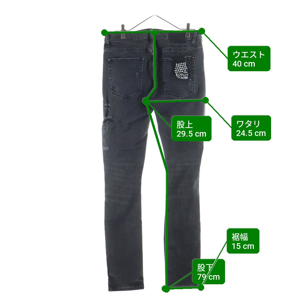 KSUBI(スビ) VAN WINKLE BLACK DYNAMITE TRASH ダメージ加工 ストレート デニムパンツ ブラック 5000005761