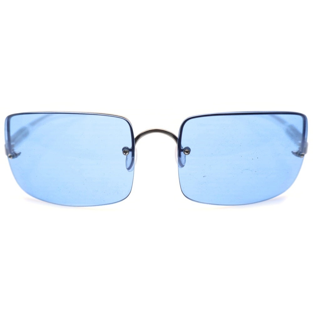 PRADA(プラダ) ハーフリム スクエアフレーム サングラス アイウェア 眼鏡 ブルー/シルバー SPR53A 2AC-1G1
