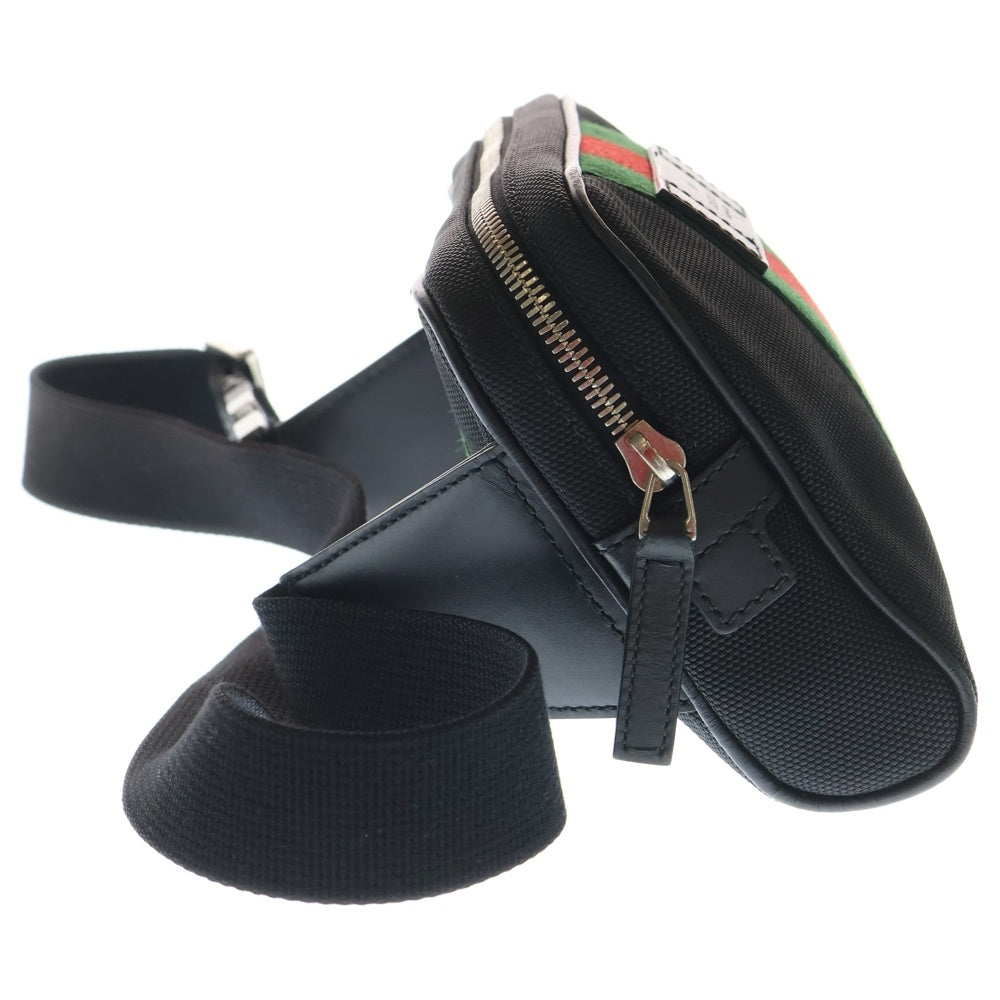 GUCCI(グッチ) シェリーライン キャンバス ウエストバッグ ボディバッグ ブラック 630919