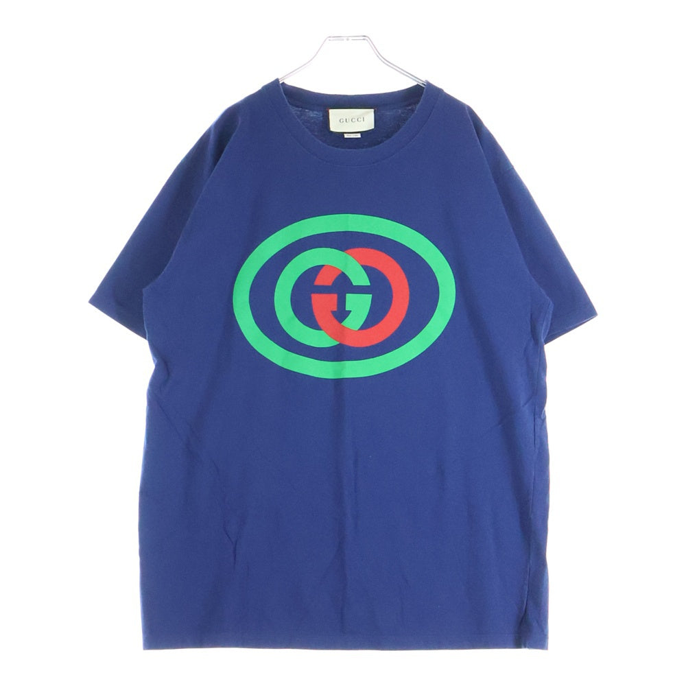GUCCI(グッチ) 20SS Oversize Tee インターロッキングG オーバーサイズ クルーネック 半袖Tシャツ カットソー ネイビー 565806 XJBAU