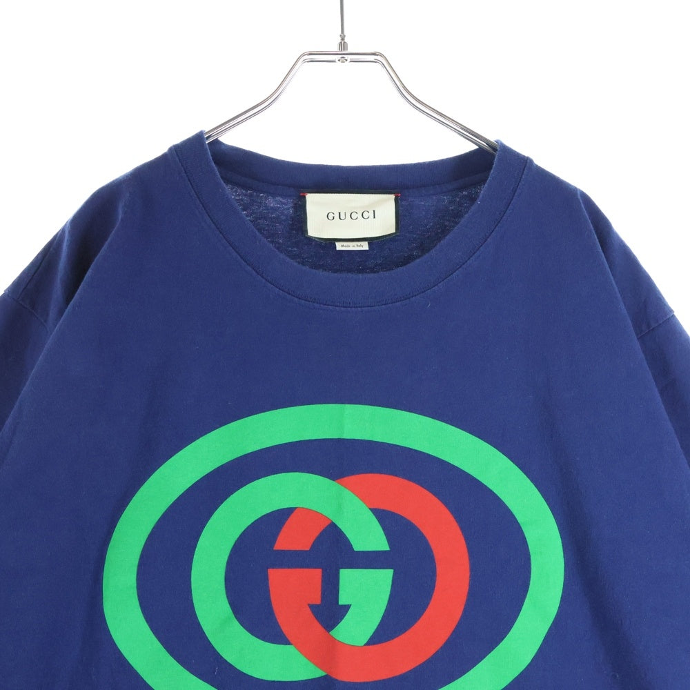 GUCCI(グッチ) 20SS Oversize Tee インターロッキングG オーバーサイズ クルーネック 半袖Tシャツ カットソー ネイビー 565806 XJBAU