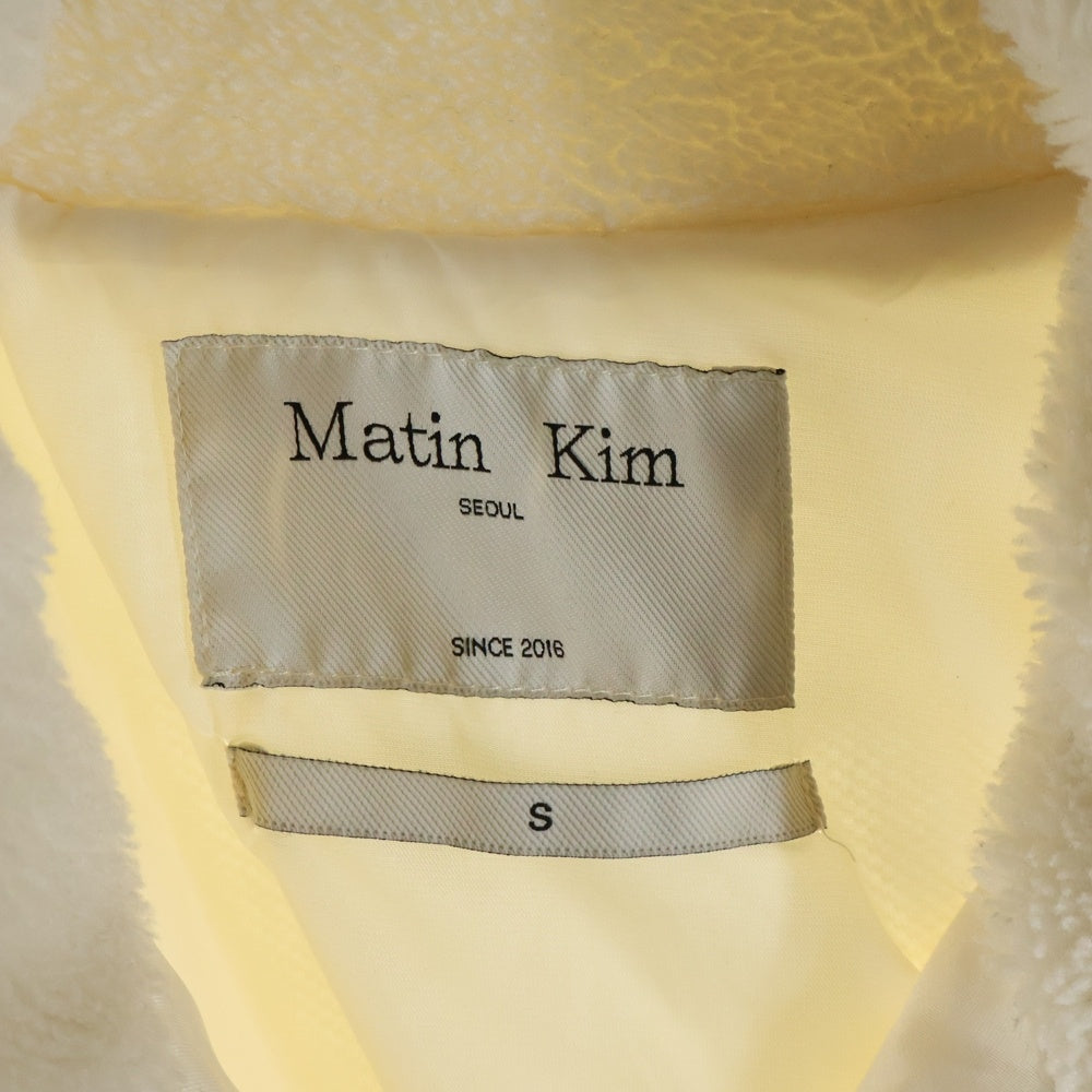 Matin Kim(マーティンキム) Teddy Fleece Jumper ロゴ刺繍 テディー フリース ジャンパー ジャケット アイボリー レディース