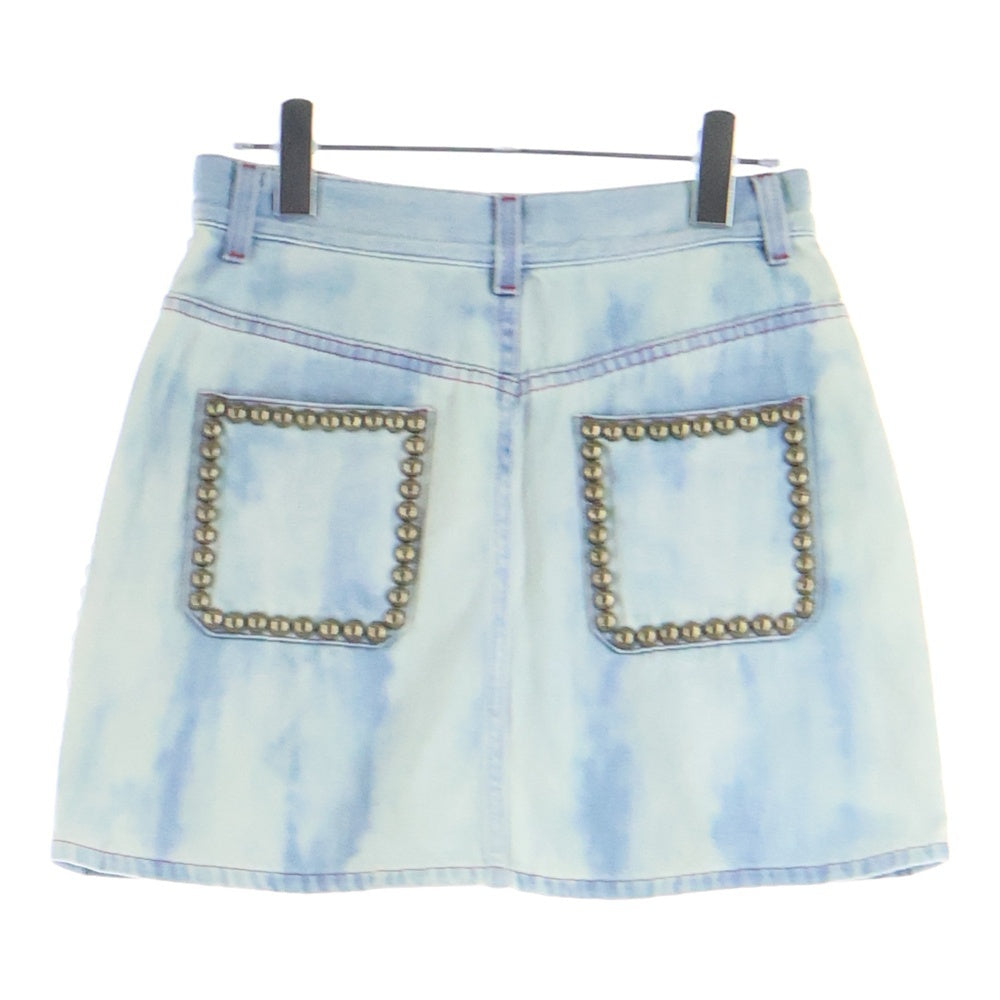 GUCCI(グッチ) Flower Embroidered Studded Denim Skirt フラワー刺繍 スタッズ デニムスカート インディゴ レディース