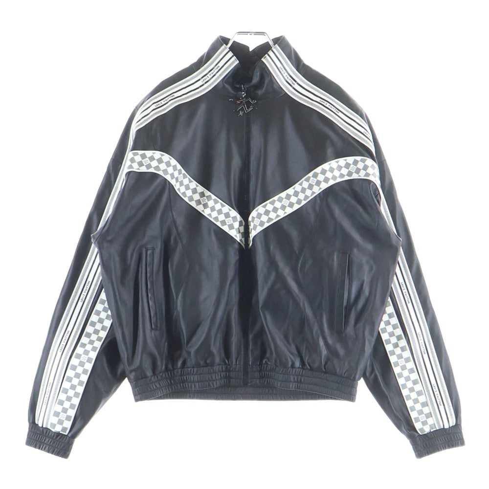 LOUIS VUITTON(ルイヴィトン) 22SS LVライン ダミエ ラムレザー レーシング トラック シングルライダース レザージャケット ブラック RM221 I85 HML61E