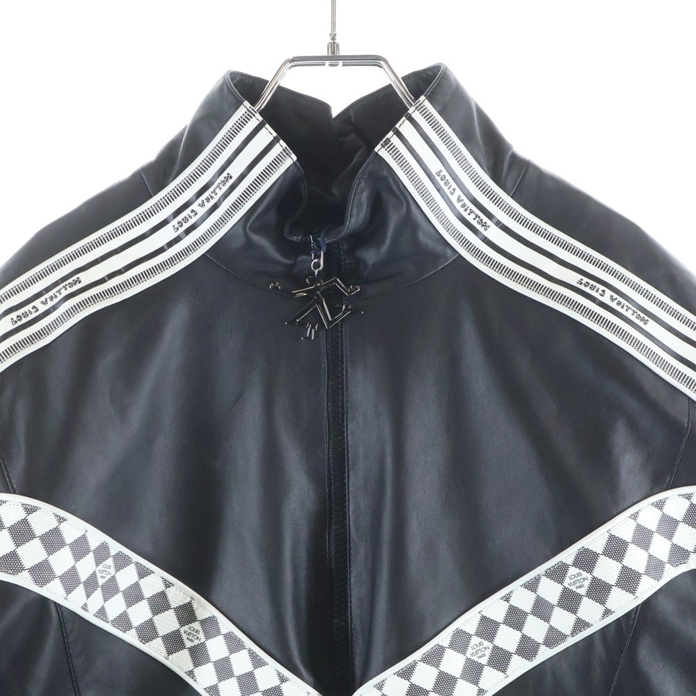 LOUIS VUITTON(ルイヴィトン) 22SS LVライン ダミエ ラムレザー レーシング トラック シングルライダース レザージャケット ブラック RM221 I85 HML61E