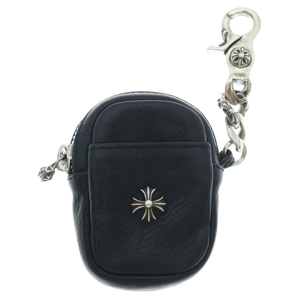 CHROME HEARTS(クロムハーツ) MICRO TAKA FNCY CHプラス マイクロタカ ファンシークリップ キーチェーン レザー ミニポーチ コインケース ブラック/シルバー