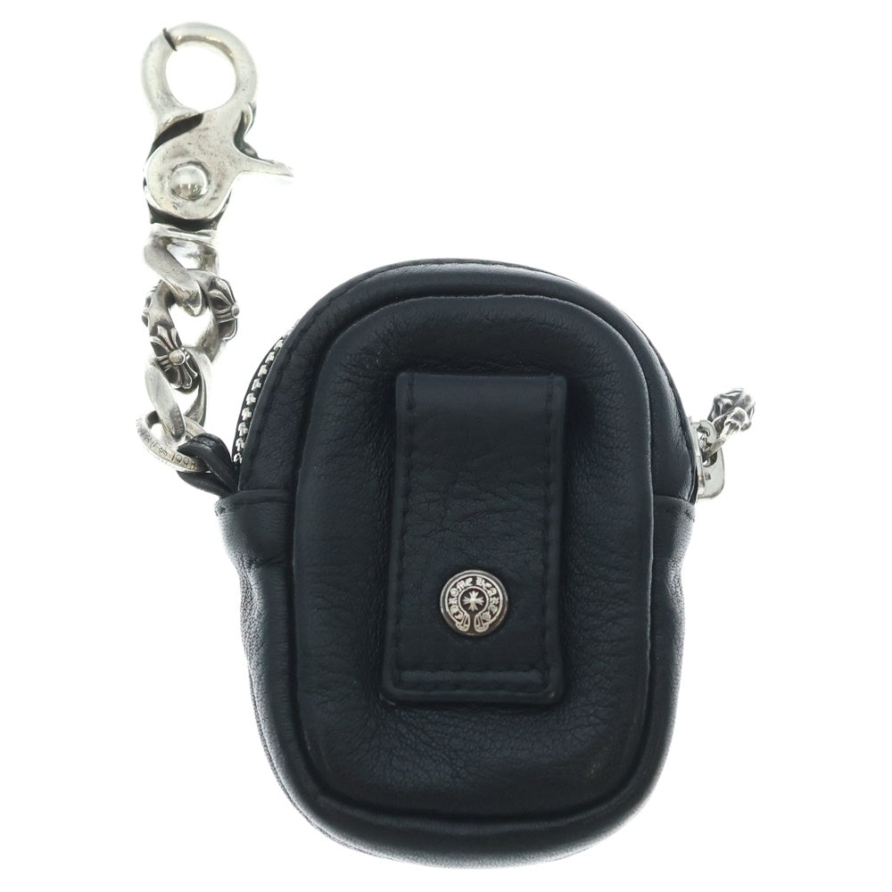 CHROME HEARTS(クロムハーツ) MICRO TAKA FNCY CHプラス マイクロタカ ファンシークリップ キーチェーン レザー ミニポーチ コインケース ブラック/シルバー