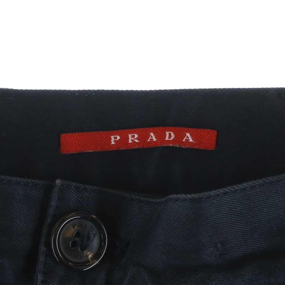PRADA(プラダ) ロゴパッチ スラックス コットンチノパンツ ブラック