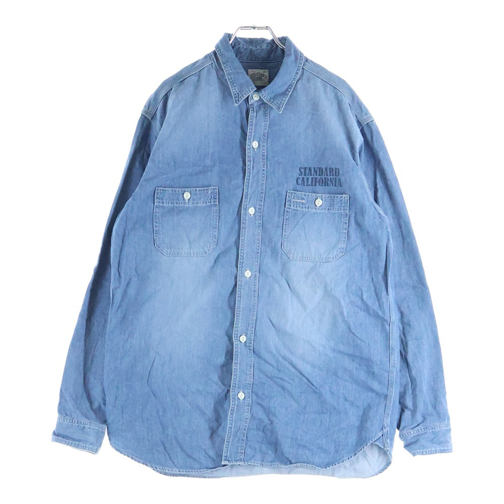 STANDARD CALIFORNIA(スタンダード カリフォルニア) 20SS SD Denim Work Shirt ステンシルロゴ デニム ワーク長袖シャツ インディゴ