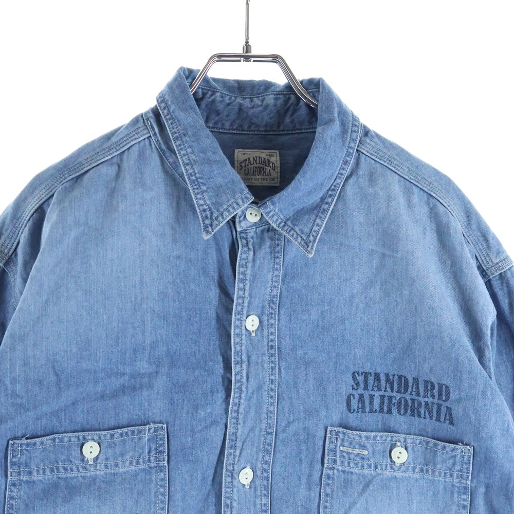 STANDARD CALIFORNIA(スタンダード カリフォルニア) 20SS SD Denim Work Shirt ステンシルロゴ デニム ワーク長袖シャツ インディゴ
