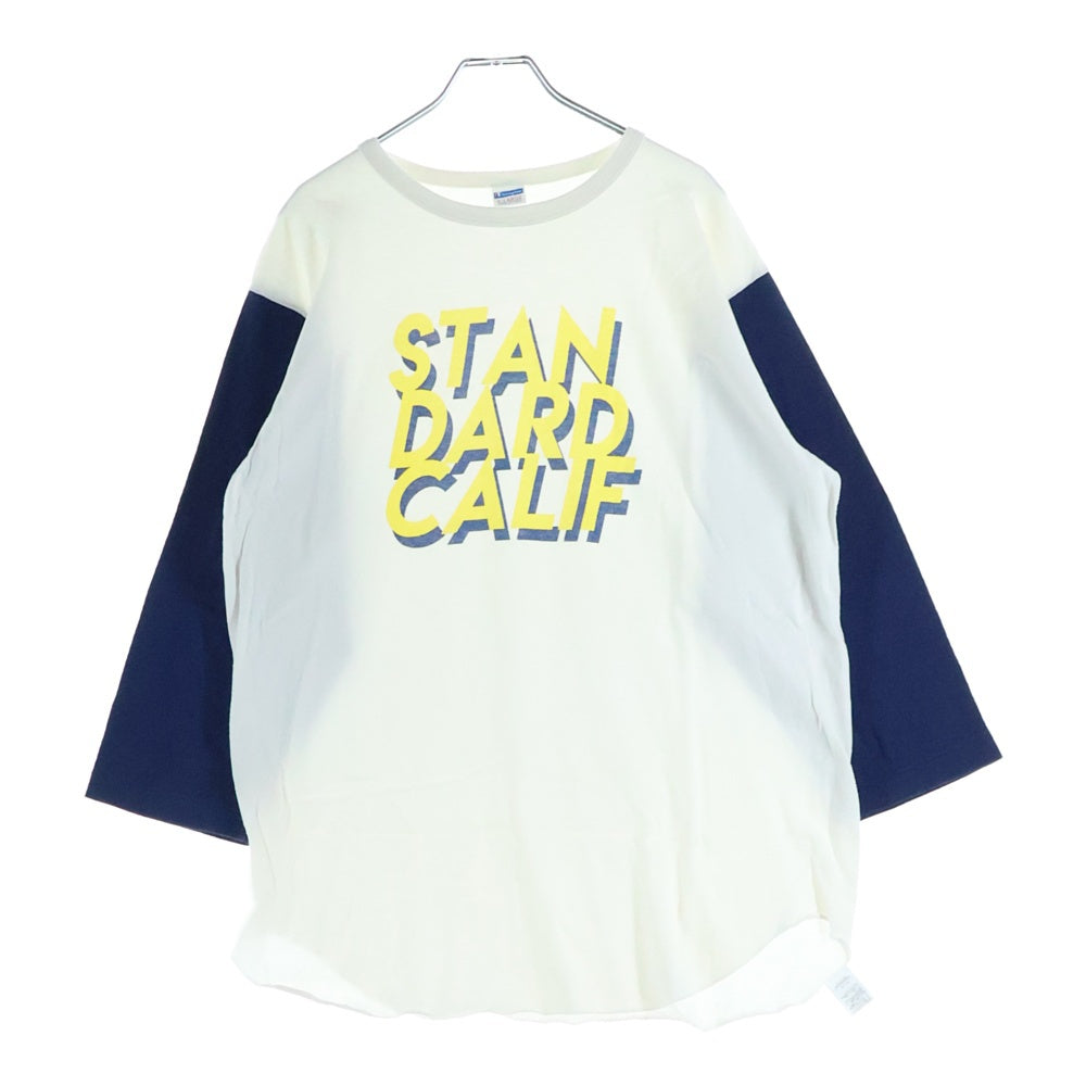 STANDARD CALIFORNIA(スタンダード カリフォルニア) × STANDARD CALIF TEE チャンピオン ラグランスリーブ 七分丈Tシャツ カットソー ホワイト/ネイビー C8-M403