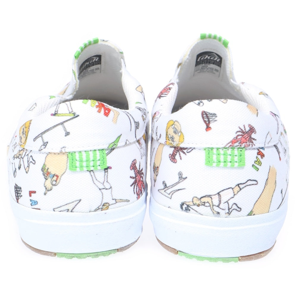 LAKAI(ラカイ) 2018 × POROUS WALKER OWEN VLK SHOES CANVAS ポーラスウォーカー キャンバス 総柄 スリッポン ローカットスニーカー ホワイト US9.5/27.5cm