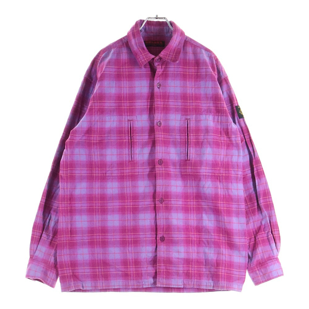 MWOBHM(エムダブリューオービーエイチエム) オンブレチェック 長袖シャツ ピンク/パープル M7-05