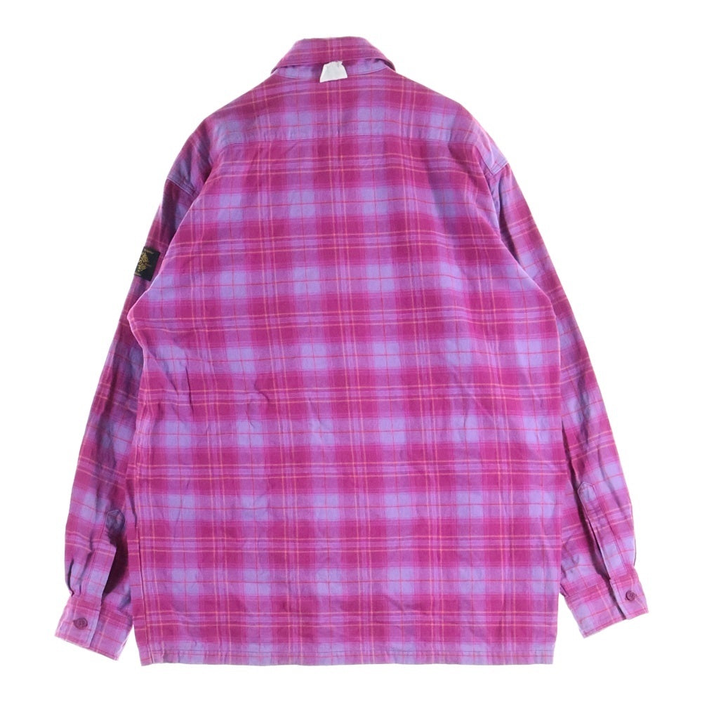 MWOBHM(エムダブリューオービーエイチエム) オンブレチェック 長袖シャツ ピンク/パープル M7-05