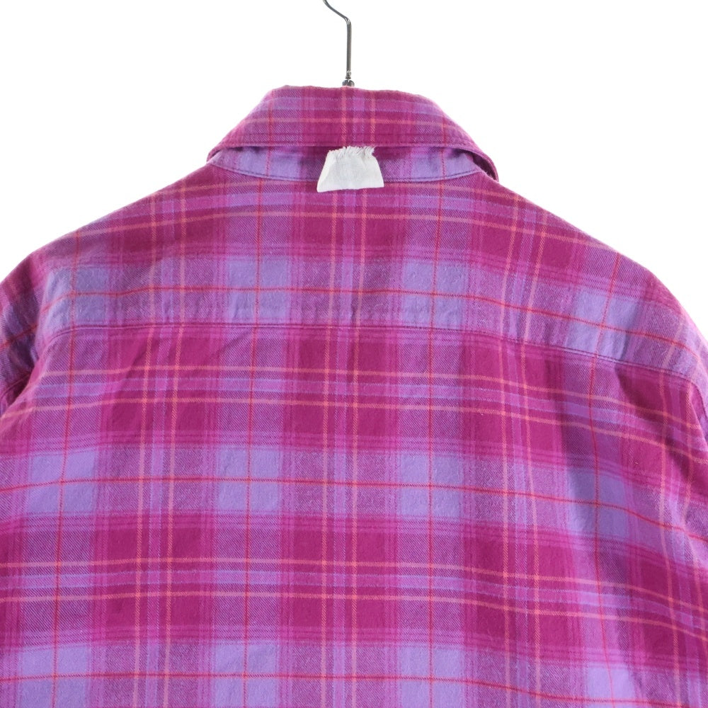 MWOBHM(エムダブリューオービーエイチエム) オンブレチェック 長袖シャツ ピンク/パープル M7-05
