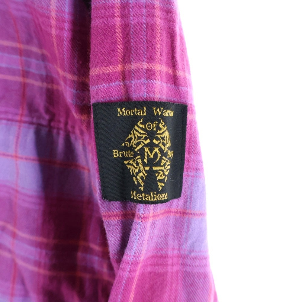 MWOBHM(エムダブリューオービーエイチエム) オンブレチェック 長袖シャツ ピンク/パープル M7-05