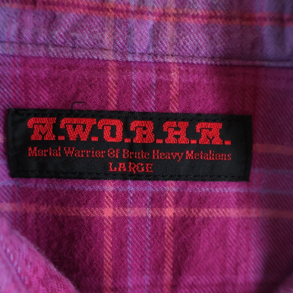 MWOBHM(エムダブリューオービーエイチエム) オンブレチェック 長袖シャツ ピンク/パープル M7-05