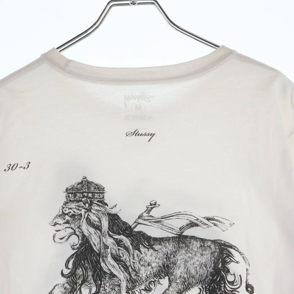 STUSSY(ステューシー) 00s ×NEXUS7 ネクサスセブン 30周年 ライオンプリント クルーネック半袖Tシャツ カットソー ホワイト