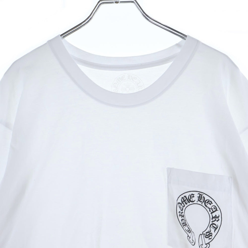 CHROME HEARTS(クロムハーツ) FLRL CRS HORSESHOE L/S バックホースシュー 袖フローラル ロングスリーブ 長袖Tシャツ カットソー ホワイト