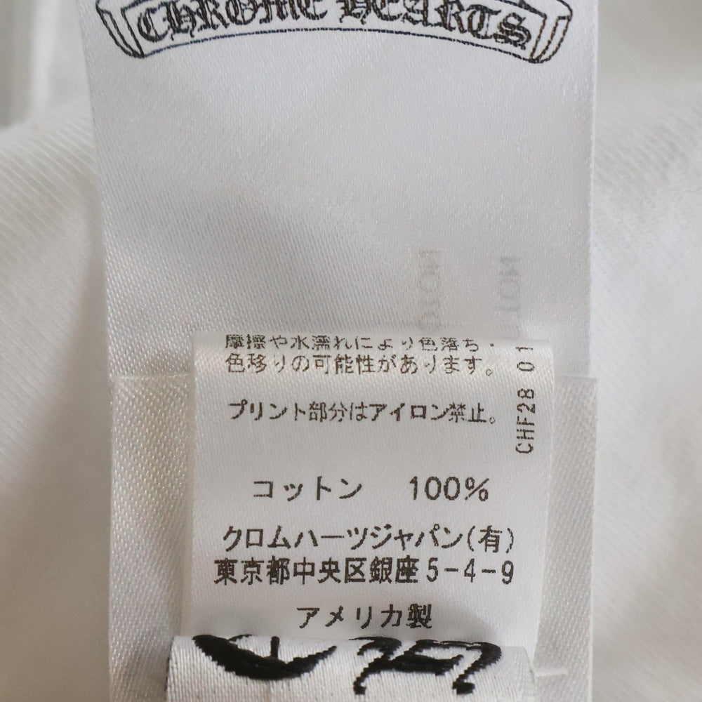 CHROME HEARTS(クロムハーツ) FLRL CRS HORSESHOE L/S バックホースシュー 袖フローラル ロングスリーブ 長袖Tシャツ カットソー ホワイト