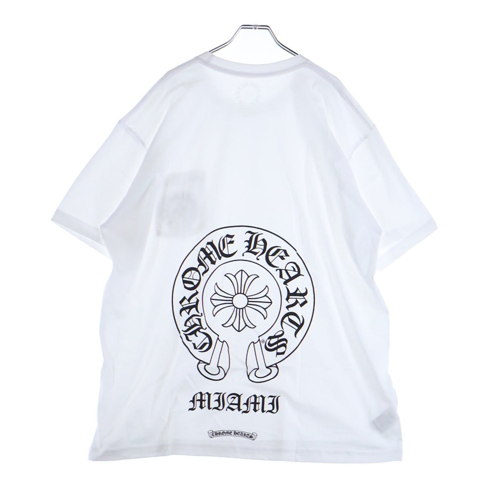 CHROME HEARTS(クロムハーツ) Miami Horseshoe S/S Tee マイアミ限定 バック ホースシュー クルーネック半袖Tシャツカットソー ホワイト