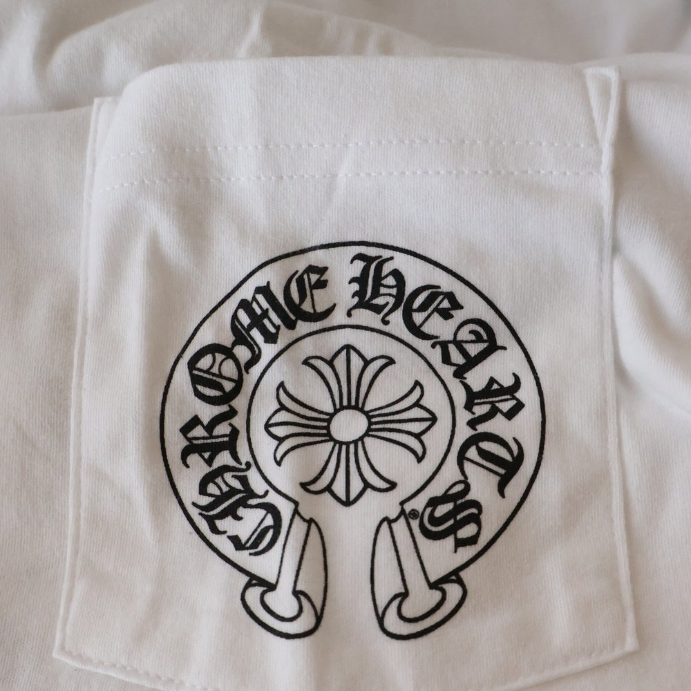 CHROME HEARTS(クロムハーツ) Miami Horseshoe S/S Tee マイアミ限定 バック ホースシュー クルーネック半袖Tシャツカットソー ホワイト