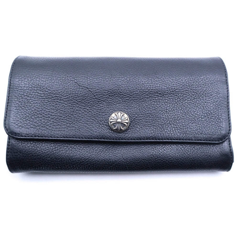 CHROME HEARTS(クロムハーツ) JUDY CROSS BALL ジュディ クロス ボール ボタン レザーウォレット 長財布 ブラック BCA366