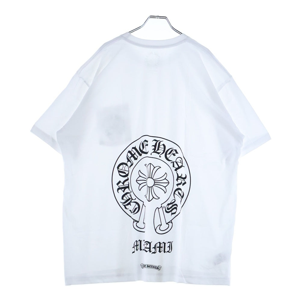 CHROME HEARTS(クロムハーツ) Miami Horseshoe S/S Tee マイアミ限定 バック ホースシュー クルーネック半袖Tシャツカットソー ホワイト