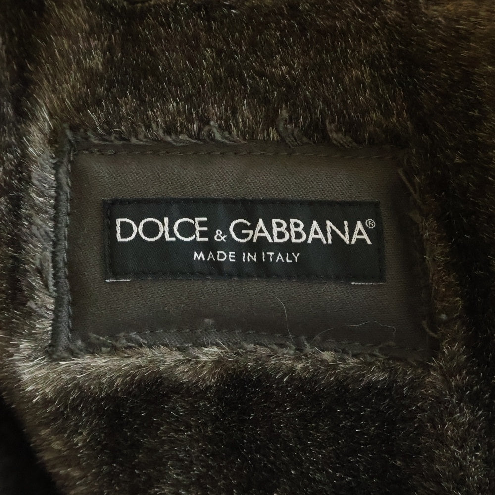 DOLCE & GABBANA(ドルチェアンドガッバーナ) 19AW Nylon field fur jacket ナイロン切り替え 裏地ファー ムートンレザー フライトジャケット カーキ G9L94Z G9N16