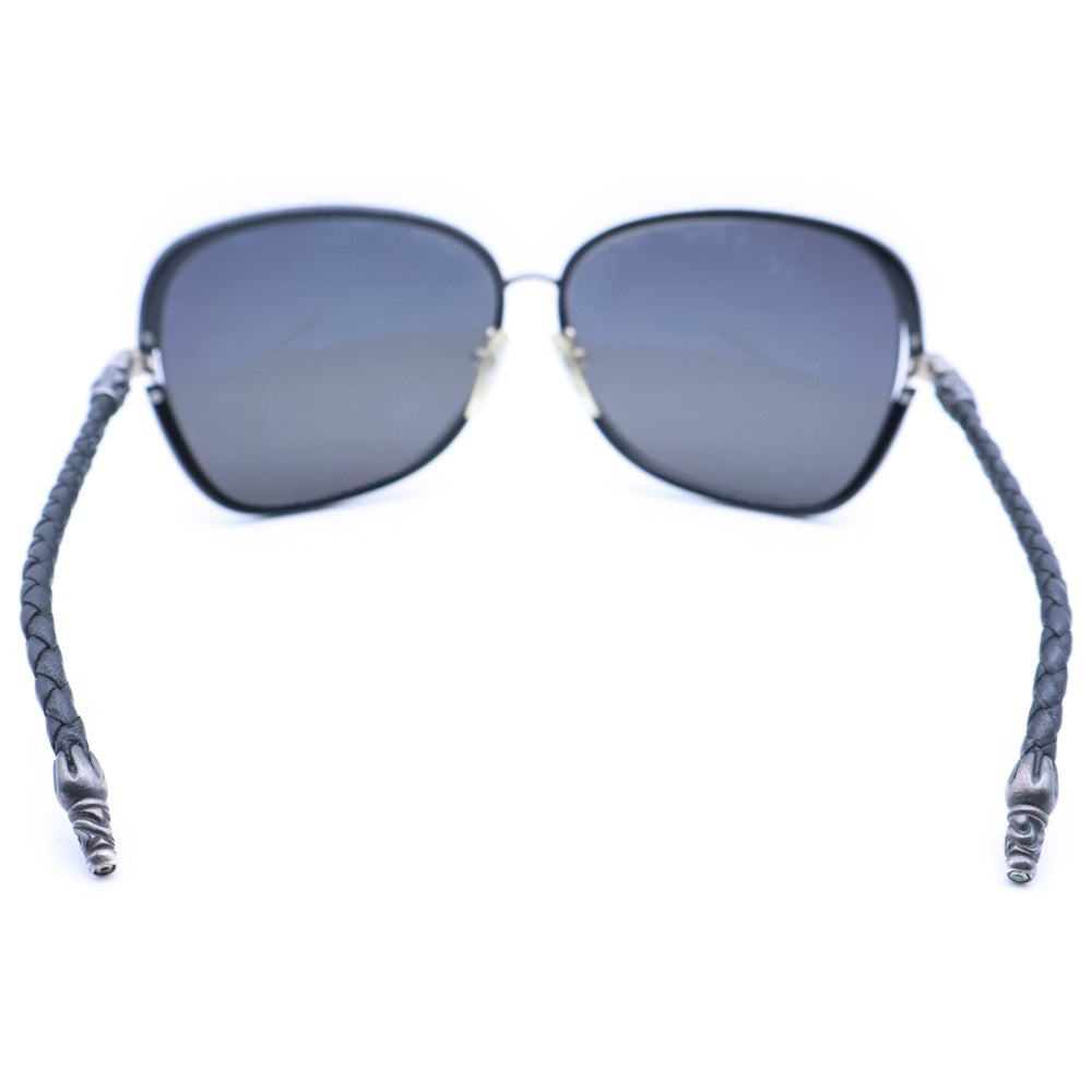 CHROME HEARTS(クロムハーツ) TAG-TEAM タグチーム レザーテンプル スクエアフレーム アイウェア サングラス 眼鏡 ブラック/シルバー BK-BKL
