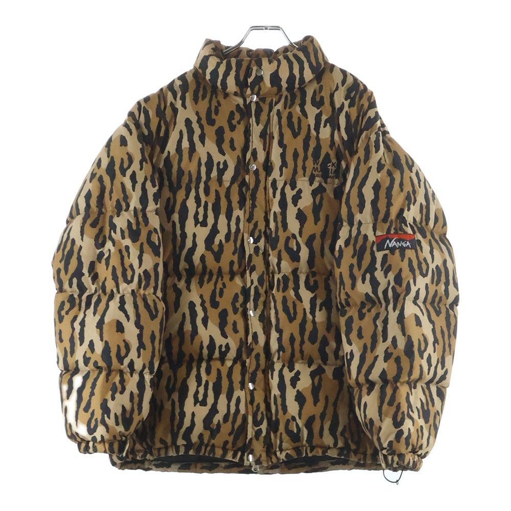 WACKO MARIA(ワコマリア) 21AW × NANGA LEOPARD DOWN JACKET TYPE-1 ナンガ レオパード ジップアップダウンジャケット ブラウン
